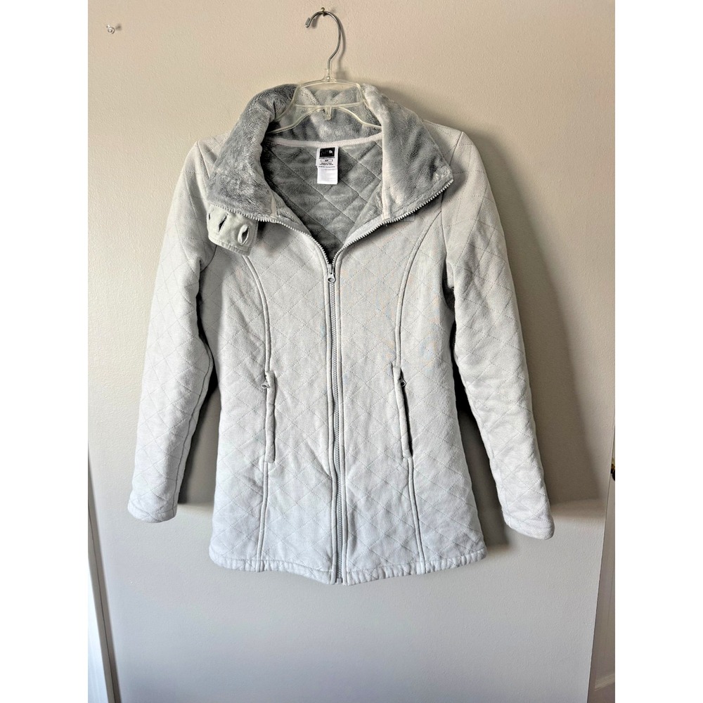 North Face Woman's Full Zip "Caroluna" Quilted Fleece Jacket Small Gray